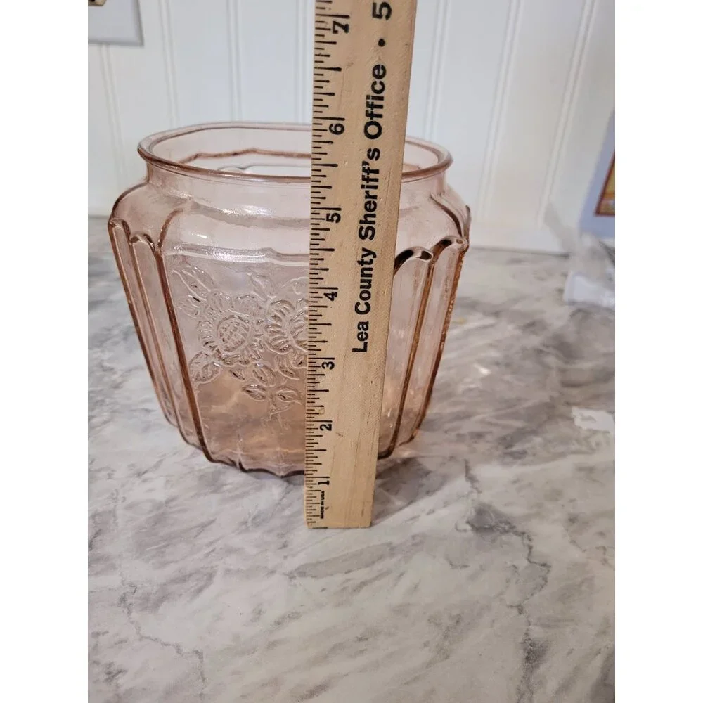 Vintage Anchor Hocking Pink Mayfair Open Rose DEPRESSION Glass Cookie Jar No Lid